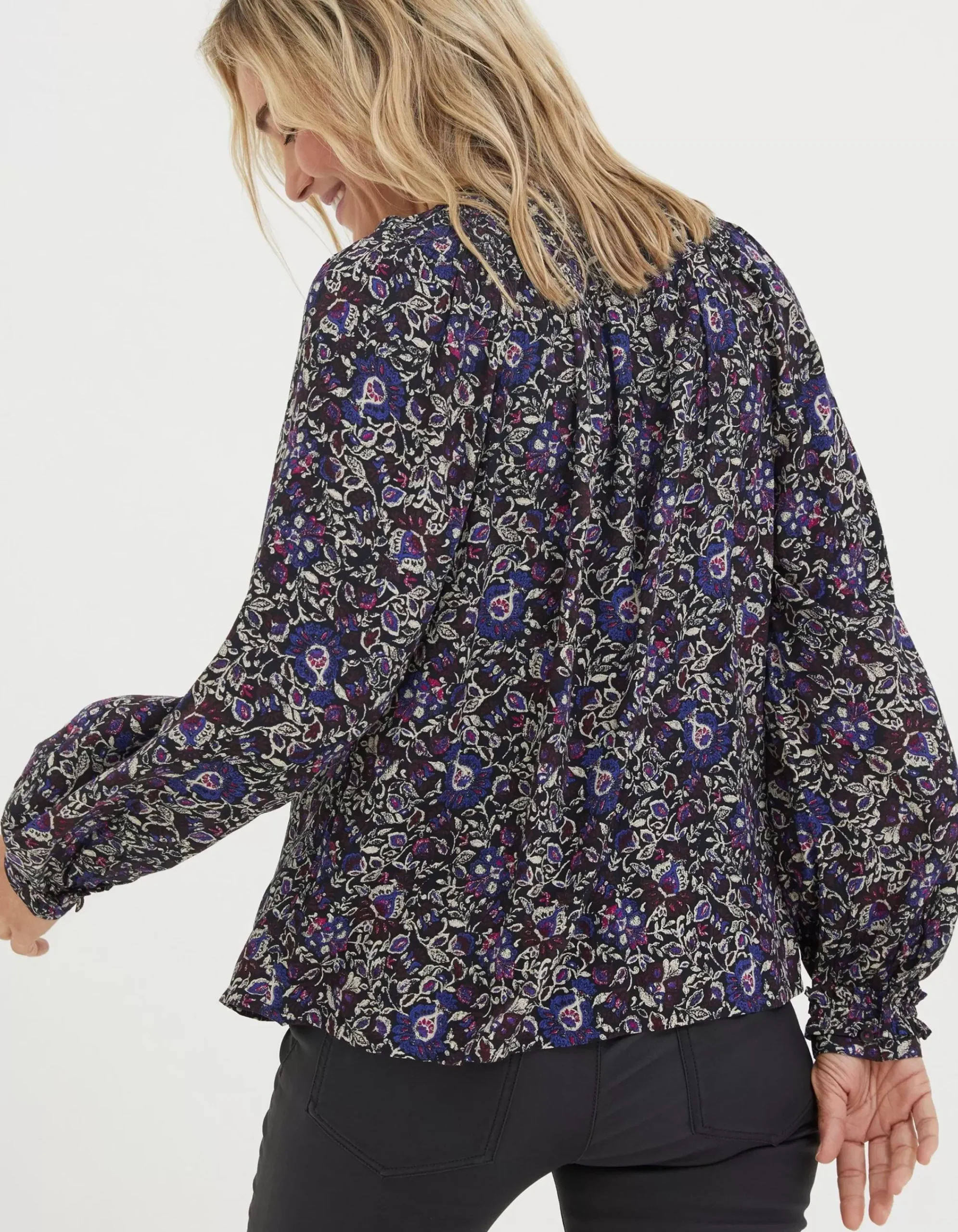FatFace Chessie Inspirit Floral Blouse Black Outlet