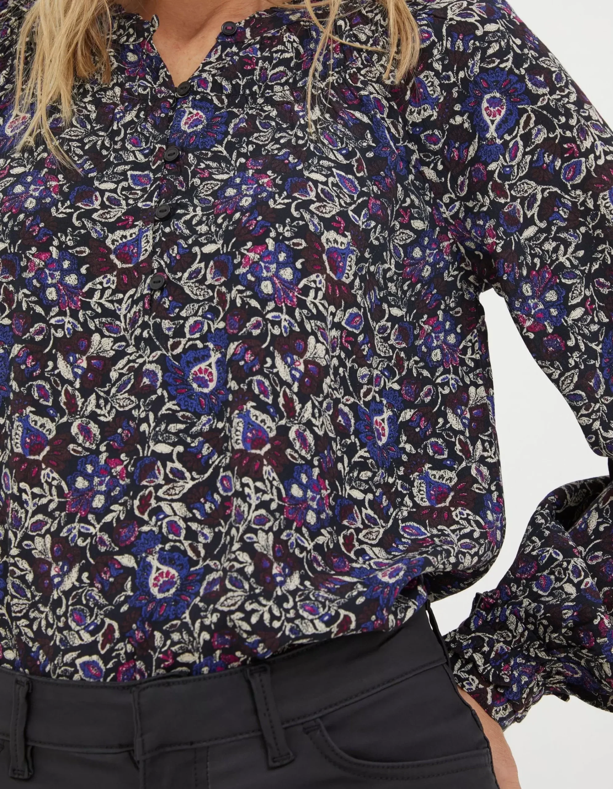 FatFace Chessie Inspirit Floral Blouse Black Outlet