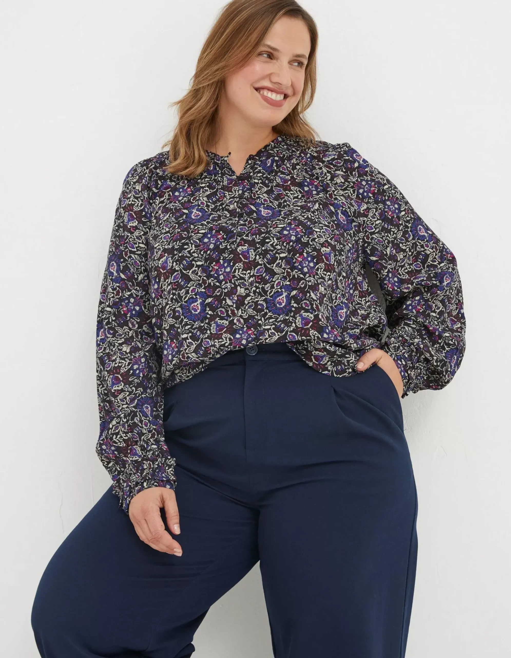 FatFace Chessie Inspirit Floral Blouse Black Outlet