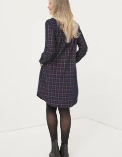 FatFace Chester Cord Check Dress Dark Navy Outlet