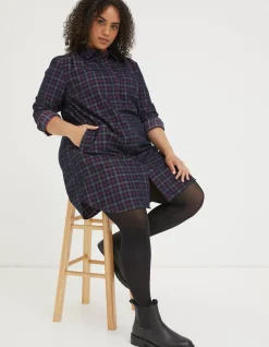 FatFace Chester Cord Check Dress Dark Navy Outlet