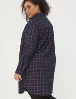FatFace Chester Cord Check Dress Dark Navy Outlet