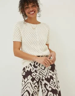 FatFace Chevron T-Shirt Light Stone Clearance