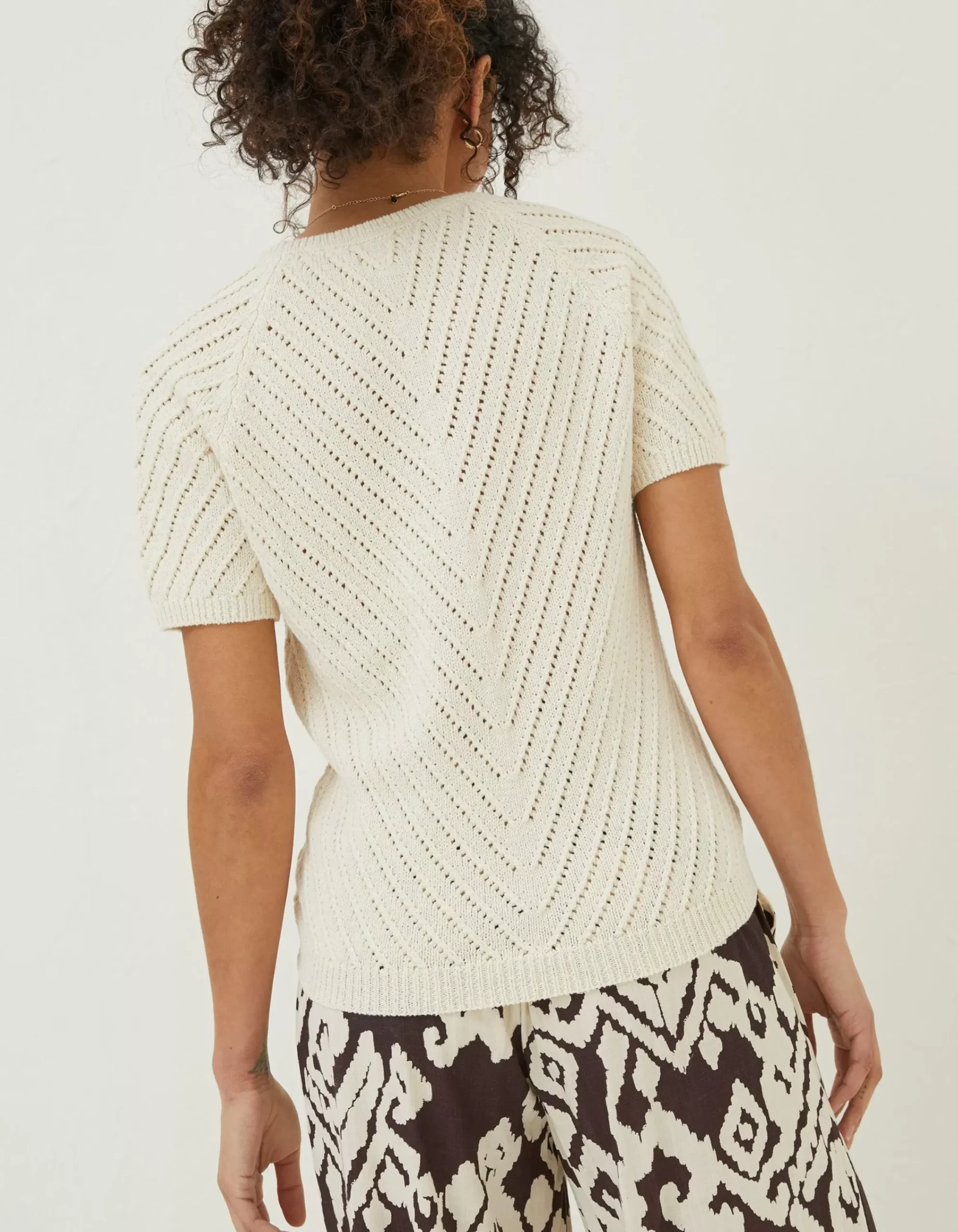 FatFace Chevron T-Shirt Light Stone Clearance