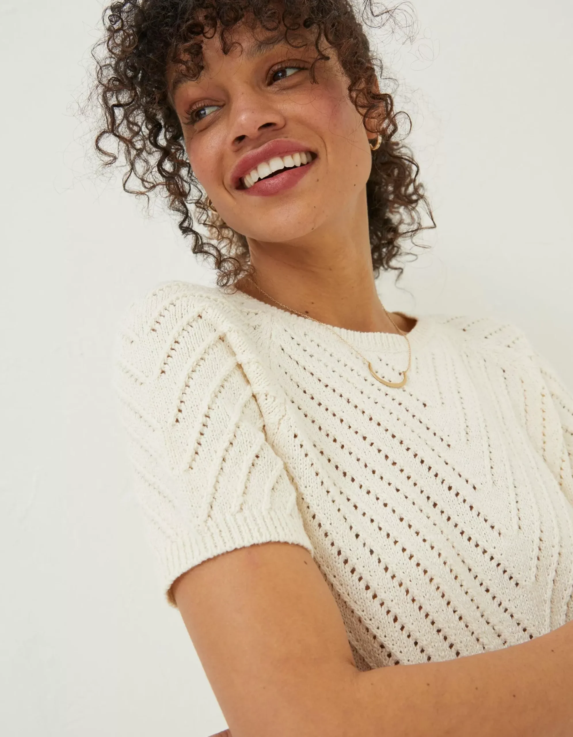 FatFace Chevron T-Shirt Light Stone Clearance