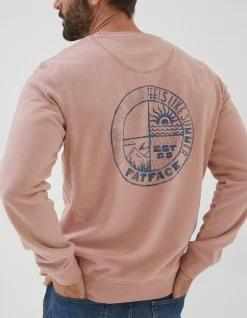 FatFace Circle Print Crew Sweatshirt Pink Hot