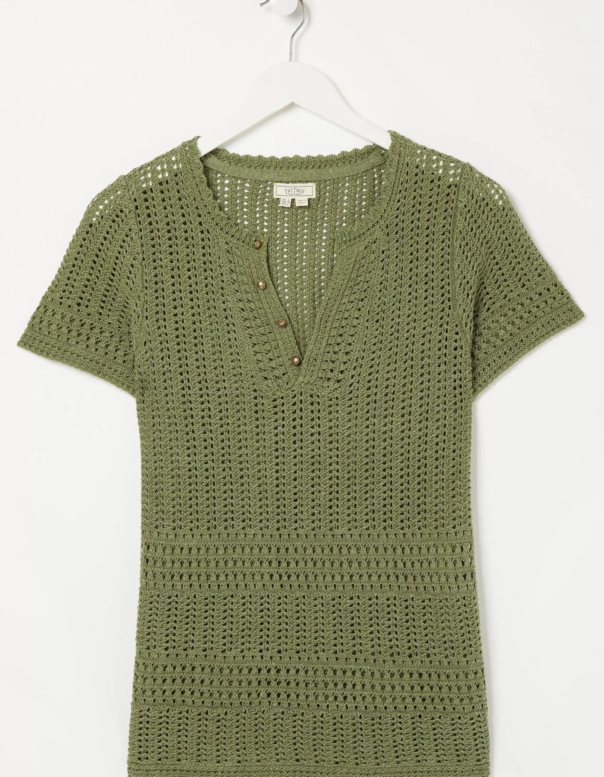 FatFace Clara Crochet Top Mid Green