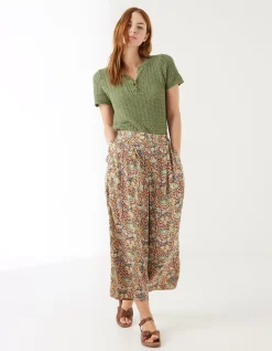 FatFace Clara Crochet Top Mid Green