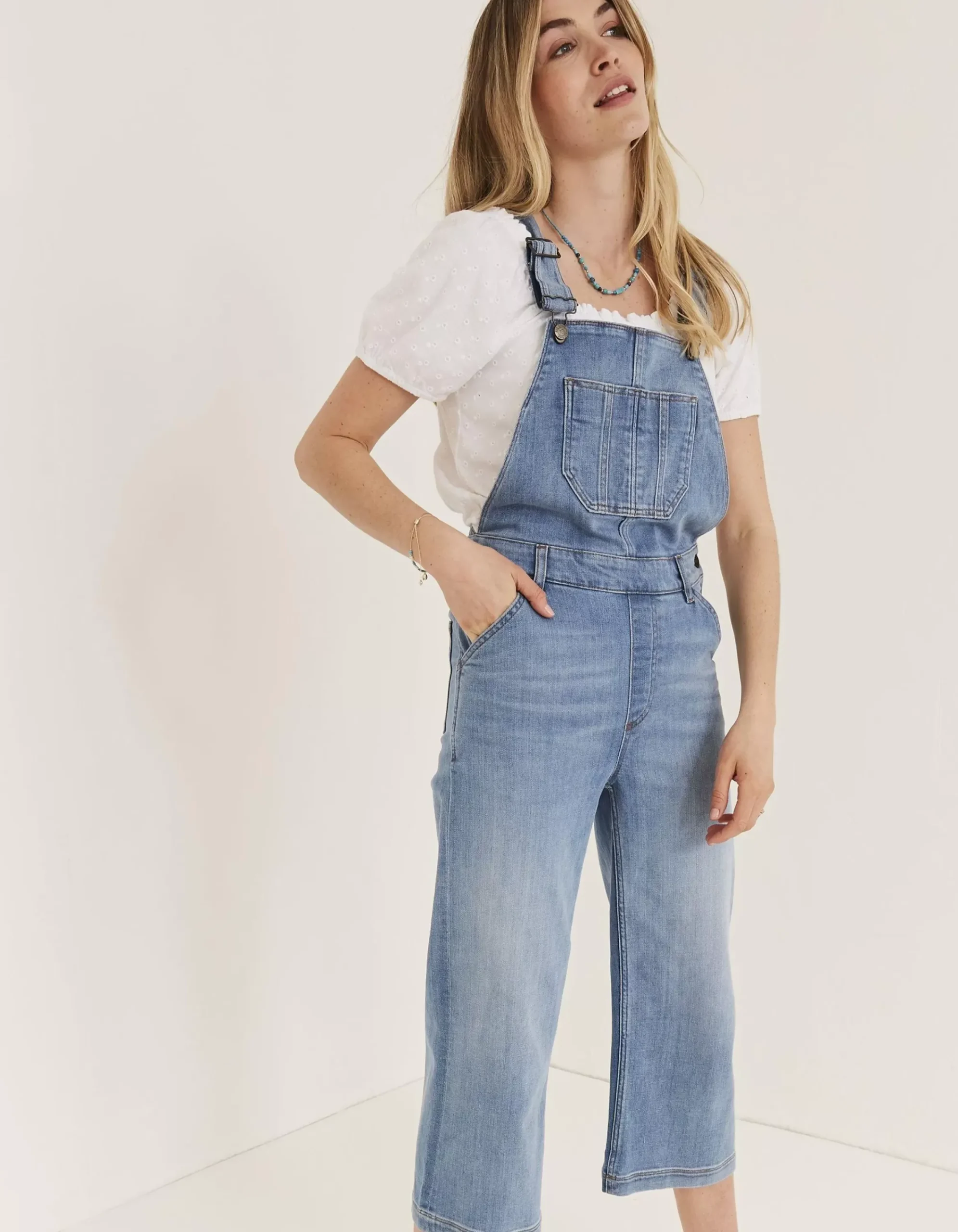 FatFace Clayton Dungarees Light Wash Hot