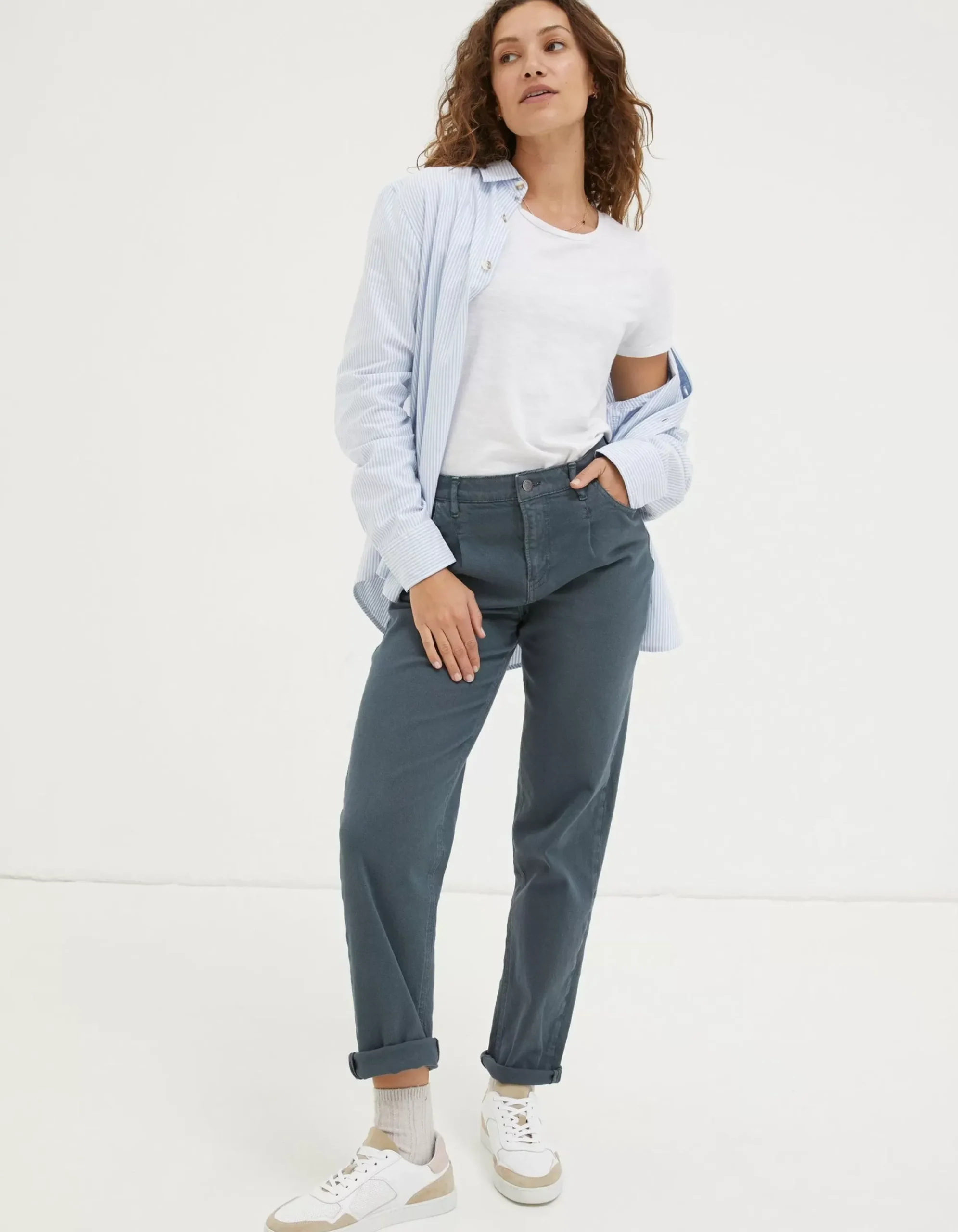 FatFace Cleo Canvas Barrel Leg Chino Blue