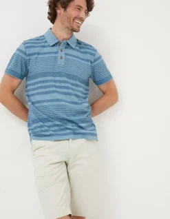 FatFace Clifton Stripe Polo Chambray Blue Discount