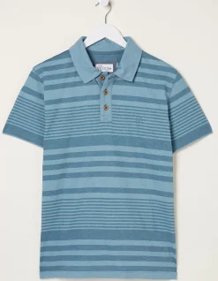 FatFace Clifton Stripe Polo Chambray Blue Discount