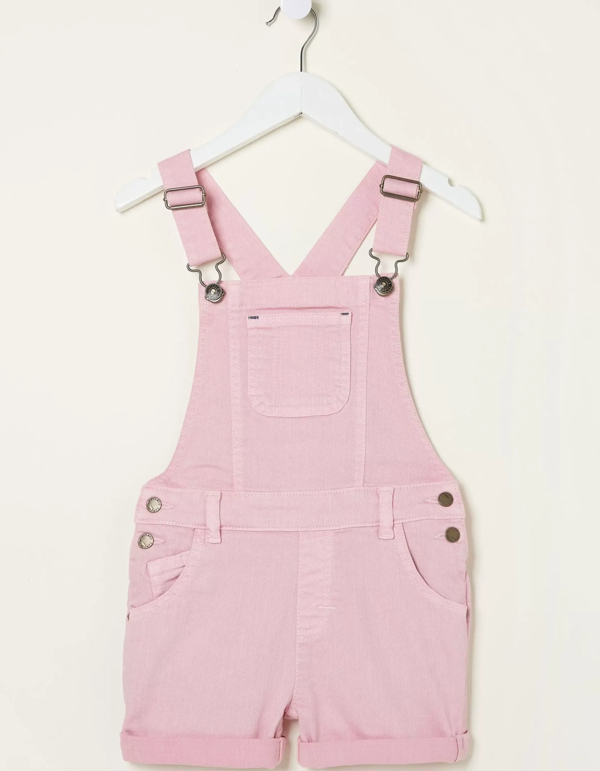 FatFace Coloured Shortie Dungarees Pink Sale