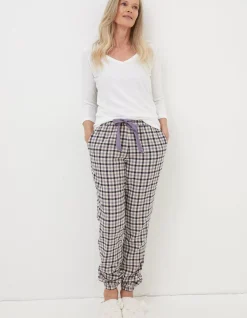 FatFace Cora Gingham Pyjama Bottoms Ivory Clearance