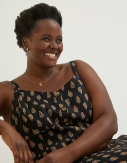 FatFace Corey Woodblock Linen Dress Black
