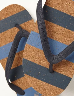 FatFace Cork Stripe Flip Flops Natural Online