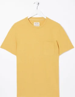 FatFace Cotton Linen Pocket T-Shirt Yellow Outlet