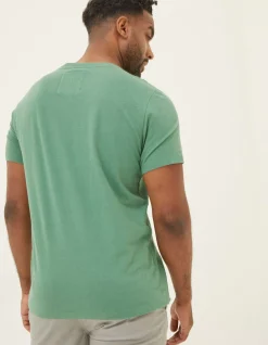 FatFace Cotton Linen Pocket T-Shirt Green Discount