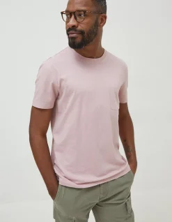FatFace Cotton Linen Pocket T-Shirt Pink New