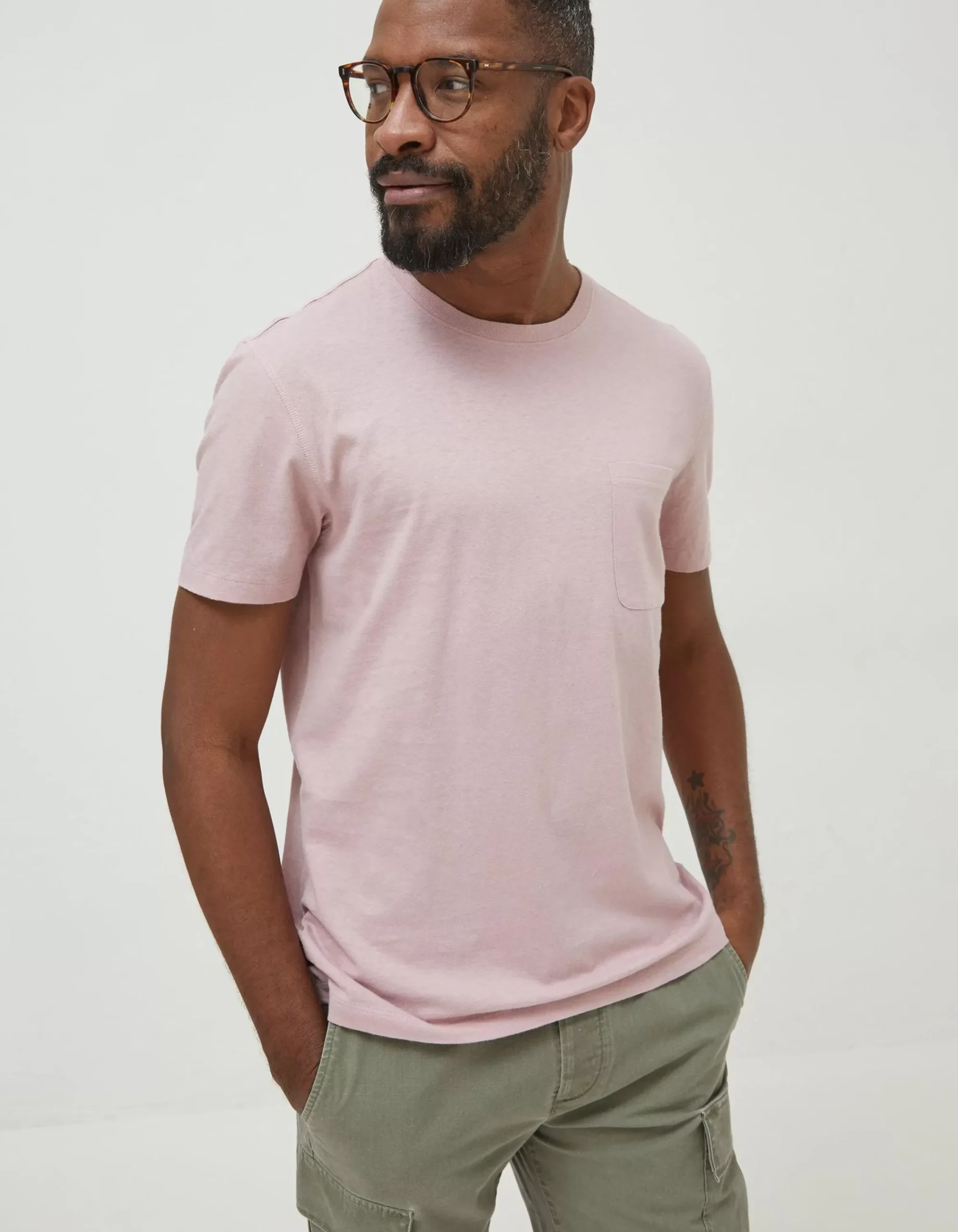FatFace Cotton Linen Pocket T-Shirt Pink New