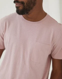 FatFace Cotton Linen Pocket T-Shirt Pink New