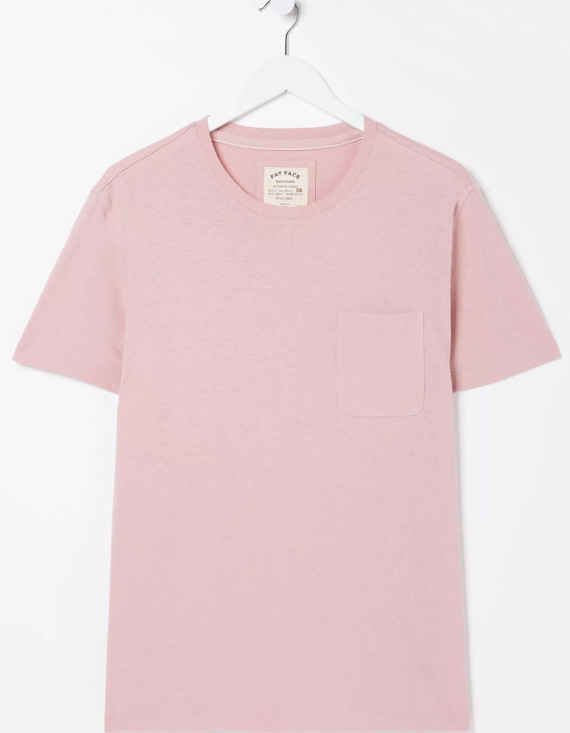 FatFace Cotton Linen Pocket T-Shirt Pink New