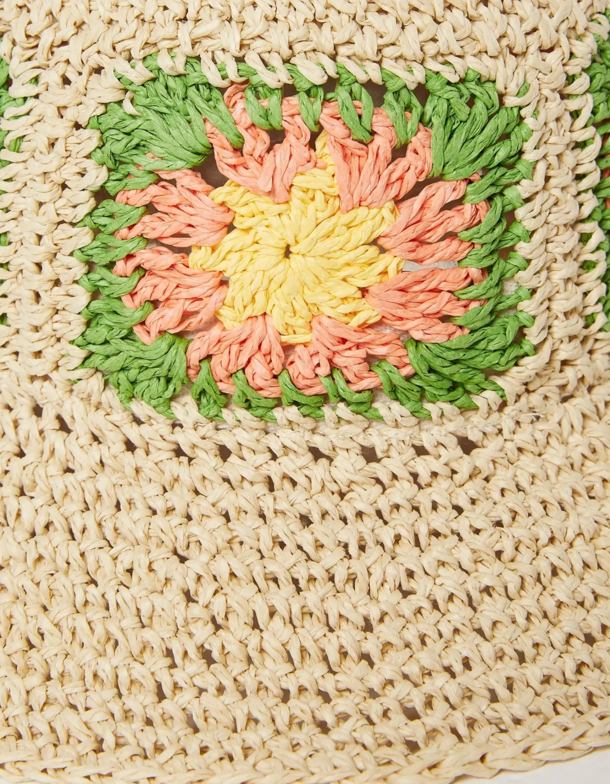 FatFace Crochet Straw Hat Natural Outlet