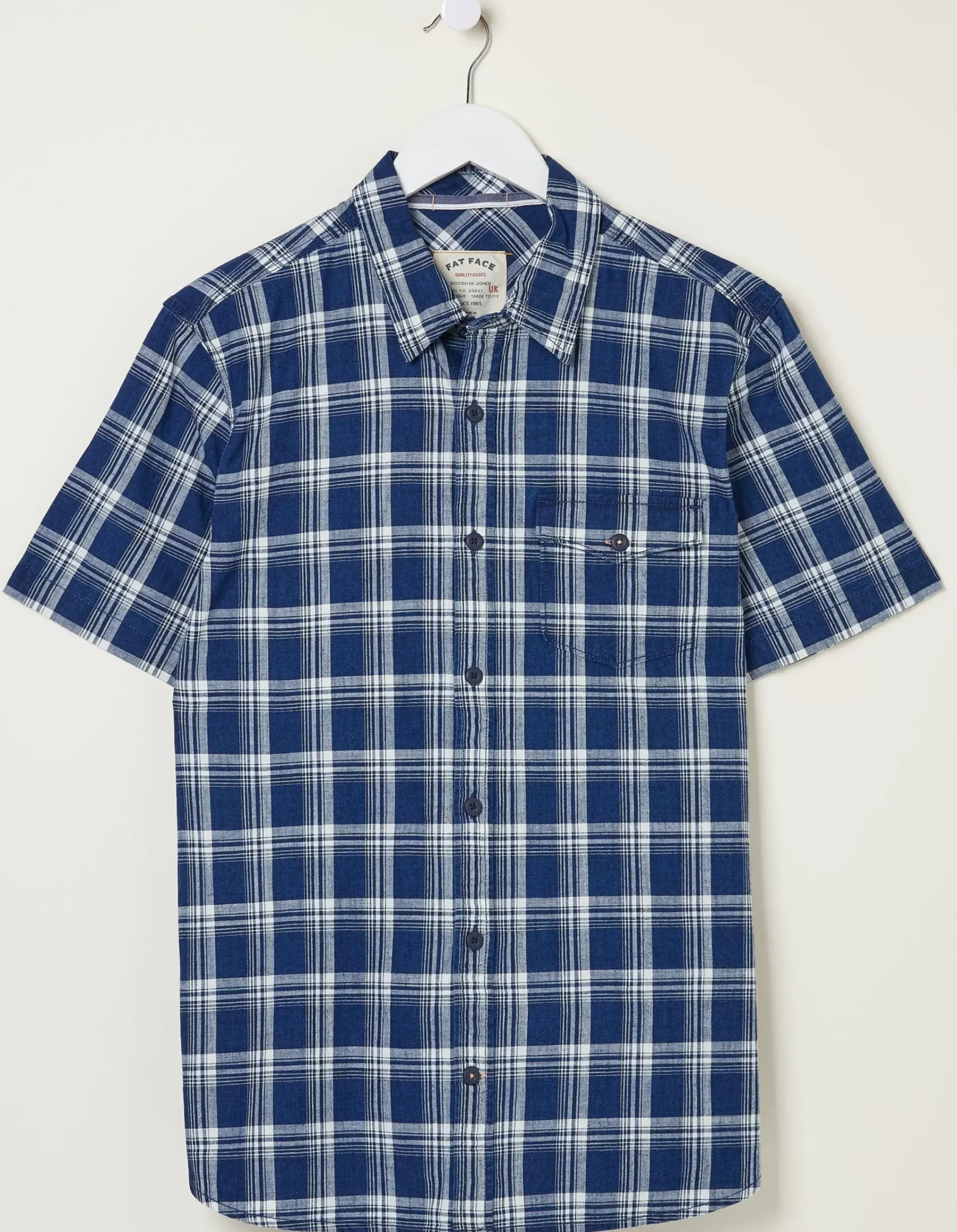FatFace Crowford Check Shirt Navy Online