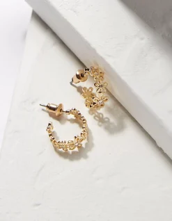 FatFace Daisy Chain Hoops Gold New