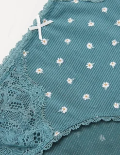FatFace Daisy Mini Knickers Teal Green New