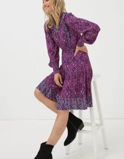 FatFace Darcey Ikat Geo Dress Bright Pnk