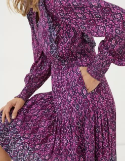 FatFace Darcey Ikat Geo Dress Bright Pnk
