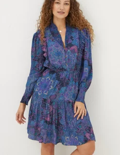 FatFace Darcey Mosaic Geo Dress Navy Best