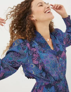 FatFace Darcey Mosaic Geo Dress Navy Best