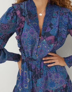 FatFace Darcey Mosaic Geo Dress Navy Best