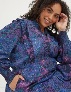 FatFace Darcey Mosaic Geo Dress Navy Best