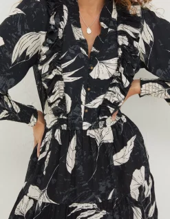 FatFace Darcey Twilight Leaves Dress Black Clearance