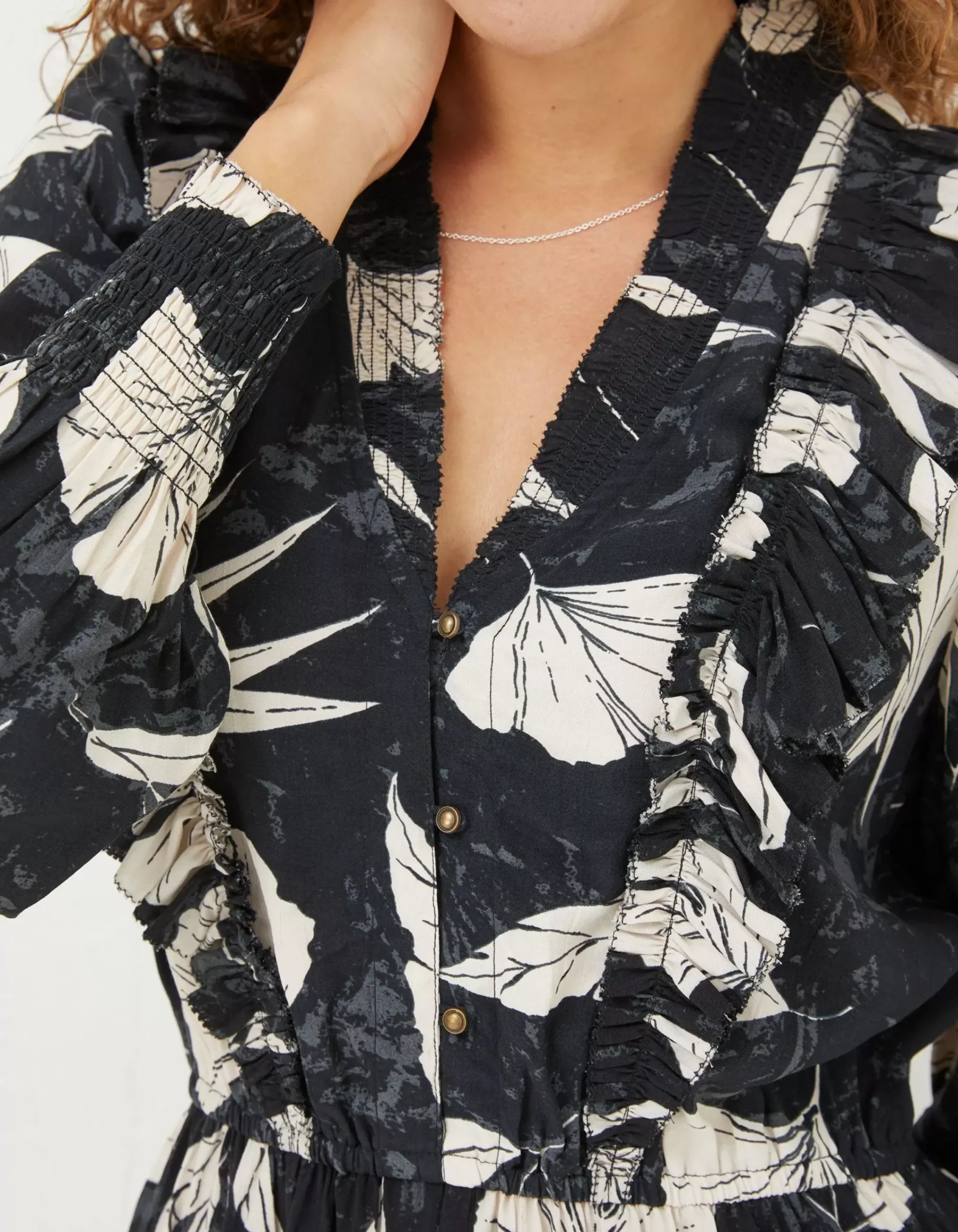 FatFace Darcey Twilight Leaves Dress Black Clearance