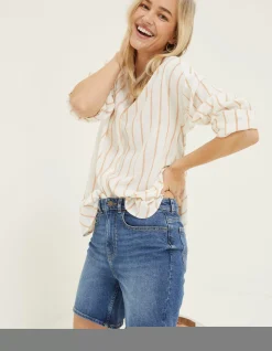 FatFace Darley Denim Shorts Mid Blue Outlet
