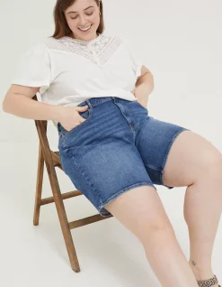FatFace Darley Denim Shorts Mid Blue Outlet