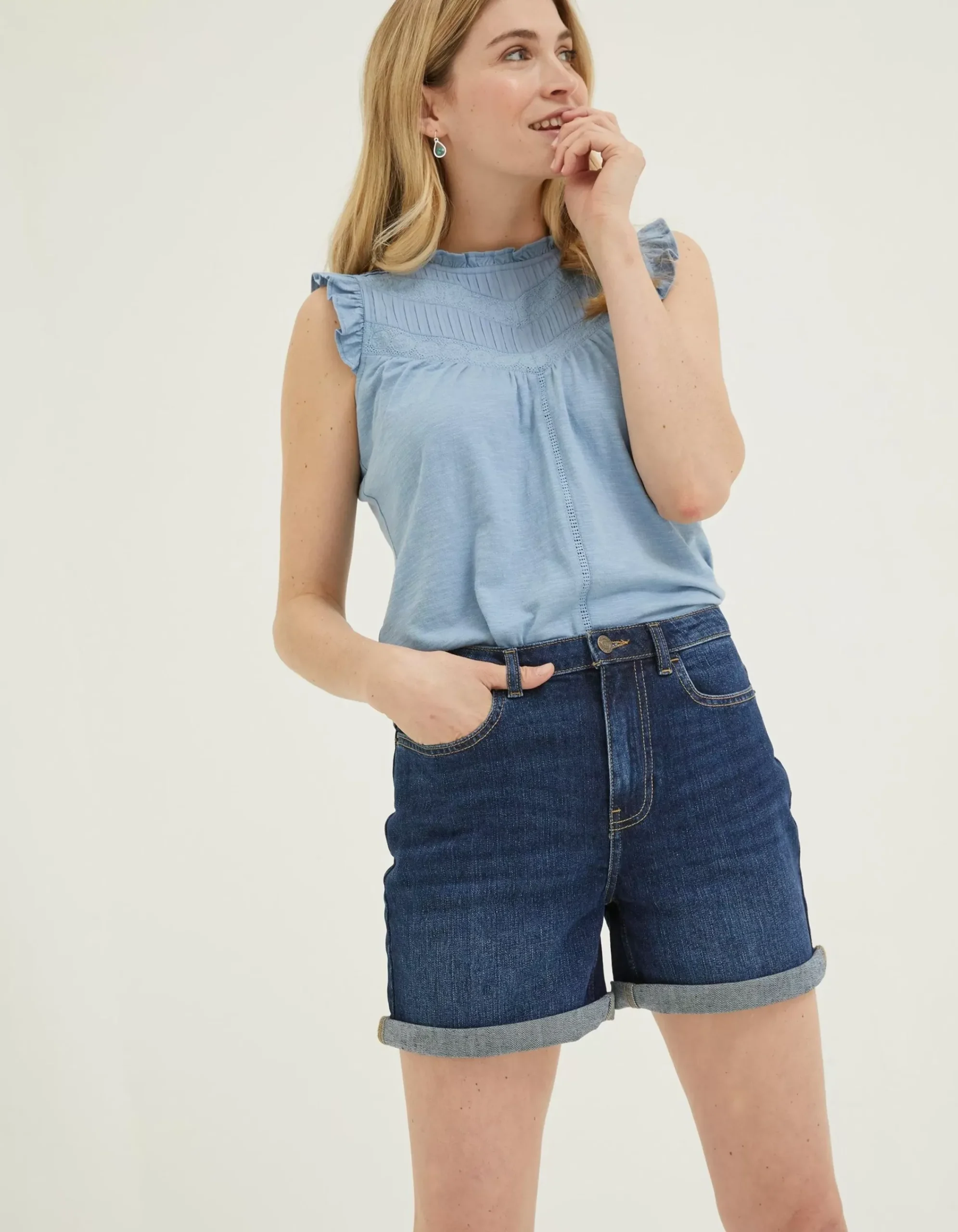 FatFace Darley Denim Shorts Dark Blue Discount