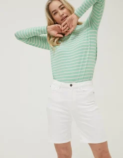 FatFace Darley Denim Shorts White Discount