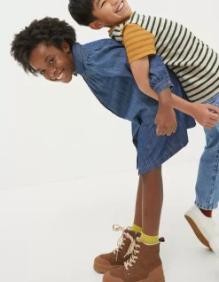 FatFace Denim Shirt Dress Denim Blue