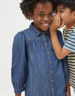 FatFace Denim Shirt Dress Denim Blue