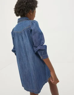 FatFace Denim Shirt Dress Denim Blue
