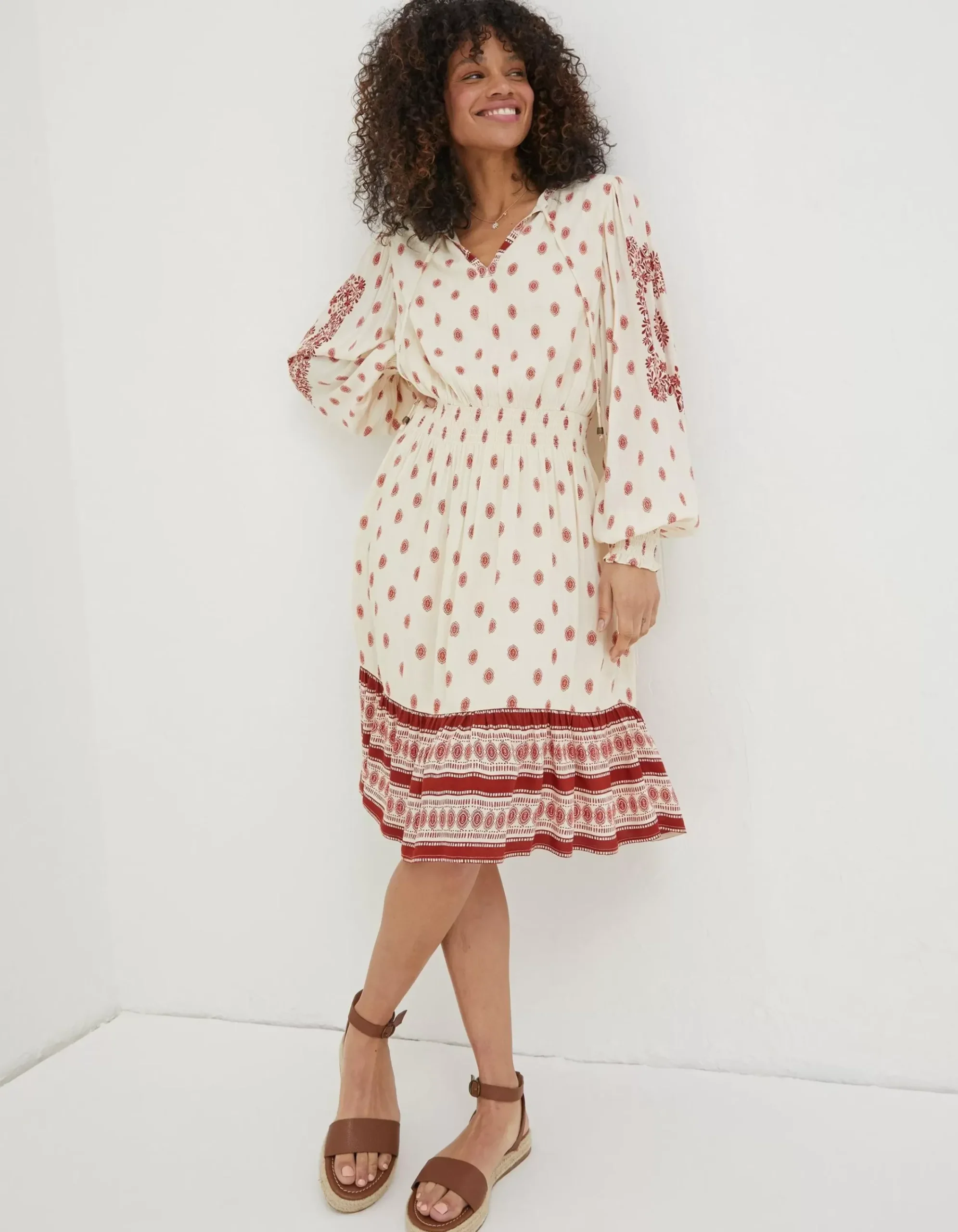 FatFace Devin Bandana Dress Ivory Online