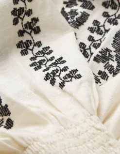 FatFace Devin Embroidered Dress Ivory New