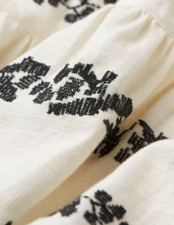 FatFace Devin Embroidered Dress Ivory New