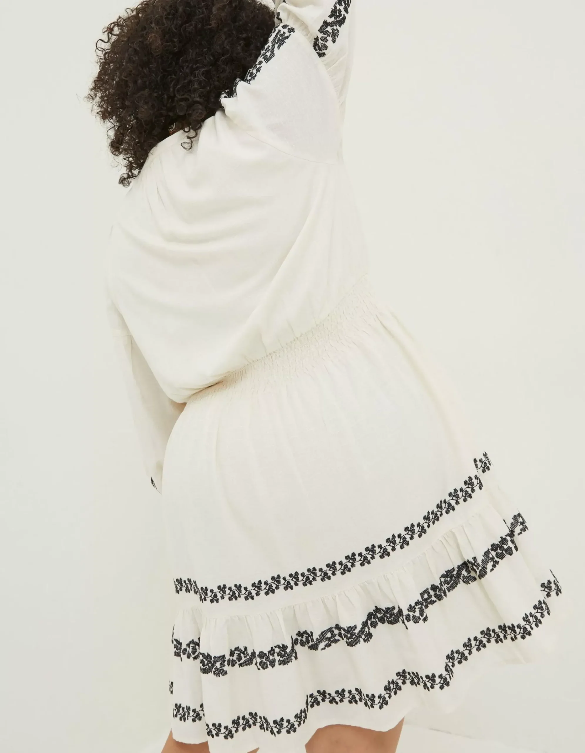 FatFace Devin Embroidered Dress Ivory New