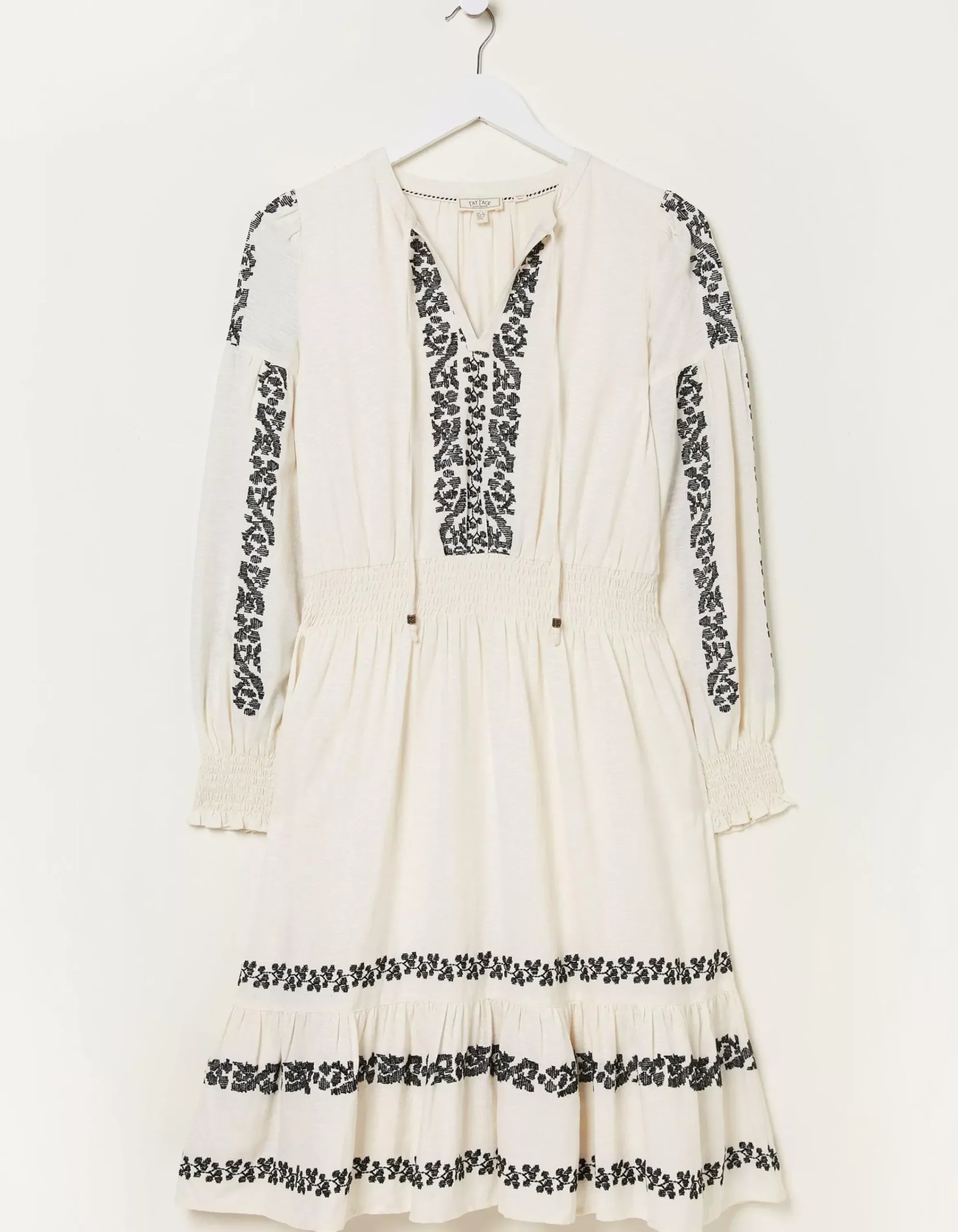 FatFace Devin Embroidered Dress Ivory New